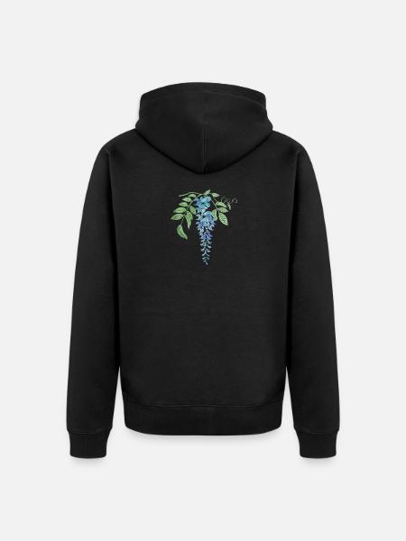 Wild Blue Wisteria Illustration - Unisex Premium Organic Zip Hoodie - black