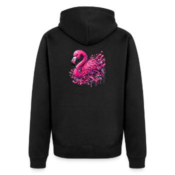 Flamingo - Unisex Premium Bio Zip Hoodie - Schwarz - Hinten - Nico (187cm)