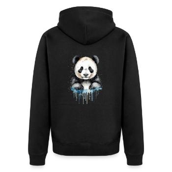 Playful Panda Watercolor - Unisex Premium Organic Zip Hoodie - black - Back - Nico (187cm)