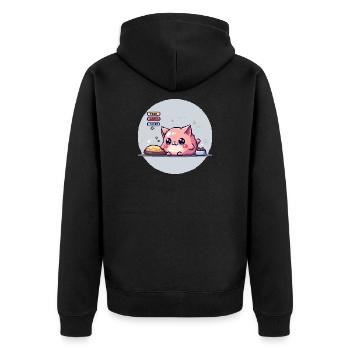 Pixel Pet - Retro Gaming - Unisex Premium Bio Zip Hoodie - Schwarz - Hinten - Nico (187cm)