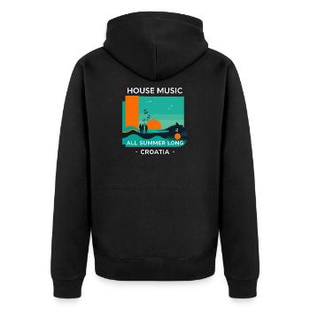 Kroatien House Musik - Unisex Premium Bio Zip Hoodie - Schwarz - Hinten - Nico (187cm)