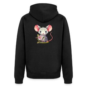 Souris avec églantier – joli motif pour enfants - Veste à capuche bio Premium Unisexe - noir - Dos - Nico (187cm)