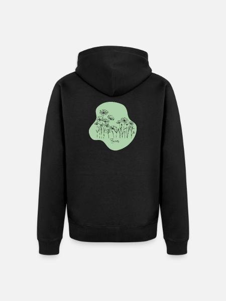 Minimalist Floral Illustration - Unisex Premium Organic Zip Hoodie - black