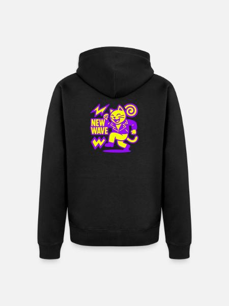 New Wave Cat - Unisex Premium Bio Zip Hoodie - Schwarz