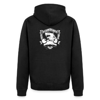 Hai Boxer Wappen - Unisex Premium Bio Zip Hoodie - Schwarz - Hinten - Nico (187cm)