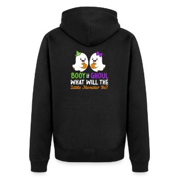 Gender Reveal Halloween Babyshower - Unisex Premium Bio Zip Hoodie - Schwarz - Hinten - Nico (187cm)