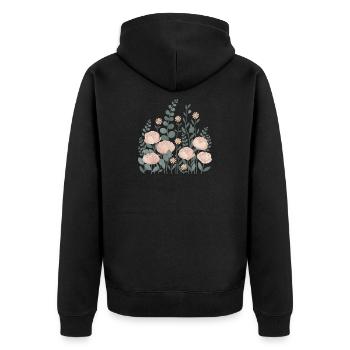 Boho Blumen – Blühende Harmonie - Unisex Premium Bio Zip Hoodie - Schwarz - Hinten - Nico (187cm)