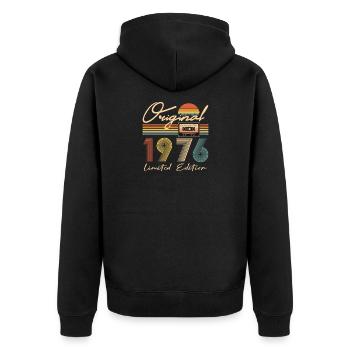 50e anniversaire 50e anniversaire Original 1976 - Veste à capuche bio Premium Unisexe - noir - Dos - Nico (187cm)