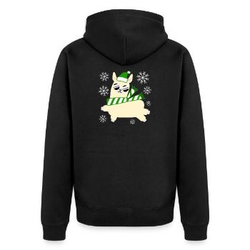 Llama – Noël - Veste à capuche bio Premium Unisexe - noir - Dos - Nico (187cm)