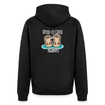 Otterly Cute! Lustiges Freundschafts-Teil für BFF - Unisex Premium Bio Zip Hoodie - Schwarz - Hinten - Nico (187cm)