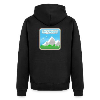 Bergsteigen Watzmann - Unisex Premium Bio Zip Hoodie - Schwarz - Hinten - Nico (187cm)
