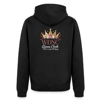 WDNC Queens Circle Still Not Caring Still Slaying - Unisex Premium Organic Zip Hoodie - black - Back - Nico (187cm)