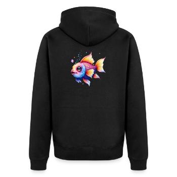 Lebendiger Regenbogenwassermann - Unisex Premium Bio Zip Hoodie - Schwarz - Hinten - Nico (187cm)