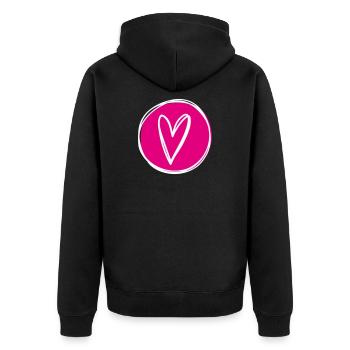 Heart - Unisex Premium Organic Zip Hoodie - black - Back - Nico (187cm)