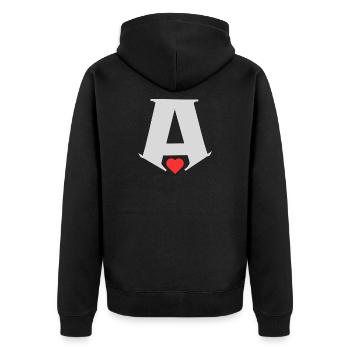 A - Unisex Premium Bio Zip Hoodie - Schwarz - Hinten - Nico (187cm)