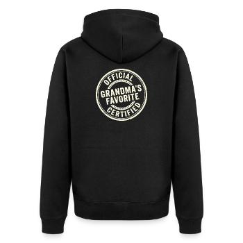 Favorite Grandchild Official Grandma's Favorite - Unisex Premium Bio Zip Hoodie - Schwarz - Hinten - Nico (187cm)