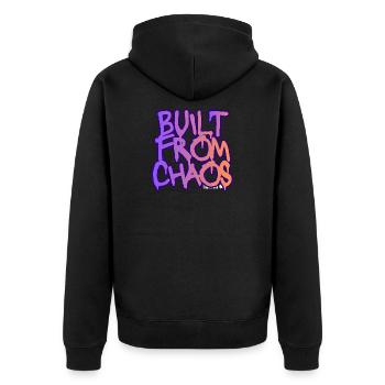 Construit à partir de graffitis chaotiques - Veste à capuche bio Premium Unisexe - noir - Dos - Nico (187cm)