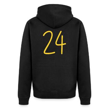 24 - Unisex Premium Bio Zip Hoodie - Schwarz - Hinten - Nico (187cm)