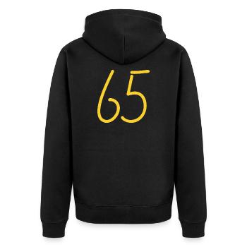 65 - Unisex Premium Organic Zip Hoodie - black - Back - Nico (187cm)
