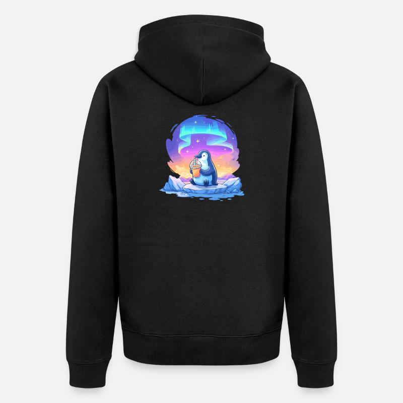 Pingouin Aurore avec Drink - Veste à capuche bio Premium Unisexe - noir