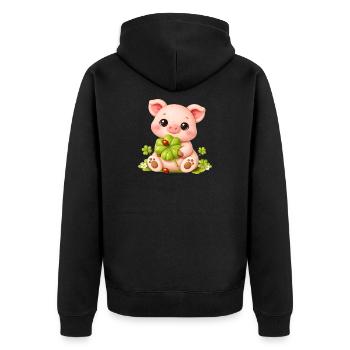 Cute piggy in marzipan look - Unisex Premium Organic Zip Hoodie - black - Back - Nico (187cm)