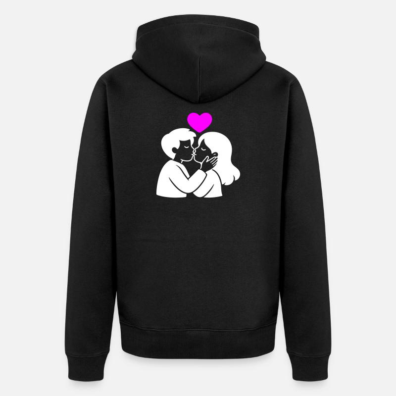 Amour du cœur du couple - Veste à capuche bio Premium Unisexe - noir