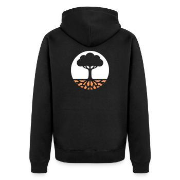 Baum des Lebens Wurzeln - Unisex Premium Bio Zip Hoodie - Schwarz - Hinten - Nico (187cm)