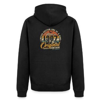 Cadeau rétro original d’anniversaire vintage de 1987 - Veste à capuche bio Premium Unisexe - noir - Dos - Nico (187cm)
