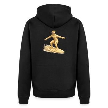 Sand surfer on the surfboard - Unisex Premium Organic Zip Hoodie - black - Back - Nico (187cm)