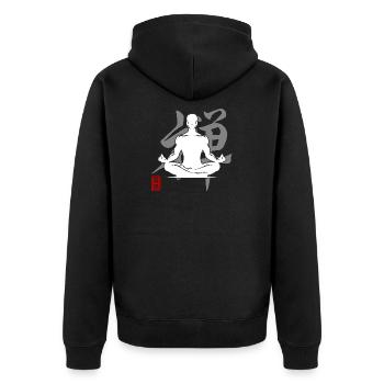 Yoga Silhouette Zen Meditation Kanji Relax - Unisex Premium Organic Zip Hoodie - black - Back - Nico (187cm)