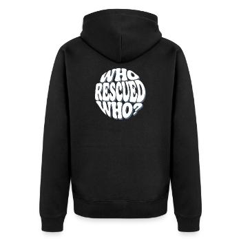 Who Recalled Who? - Unisex Premium Organic Zip Hoodie - black - Back - Nico (187cm)