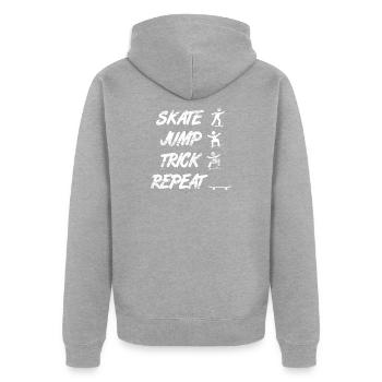 Skate Jump Trick Wiederholung - Unisex Premium Bio Zip Hoodie - Grau meliert - Hinten - Nico (187cm)