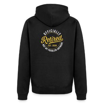 Officially retired 2026 pension - Unisex Premium Organic Zip Hoodie - black - Back - Nico (187cm)