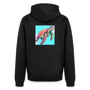 Schildkröte - Unisex Premium Bio Zip Hoodie - Schwarz - Hinten - Nico (187cm)