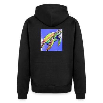 turtle - Unisex Premium Organic Zip Hoodie - black - Back - Nico (187cm)