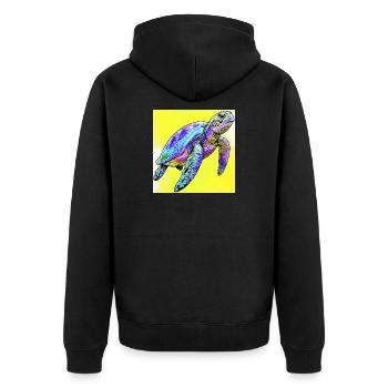 Schildkröte - Unisex Premium Bio Zip Hoodie - Schwarz - Hinten - Nico (187cm)