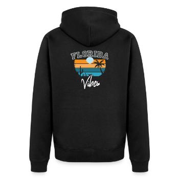 Florida Vibes Retro Florida - Unisex Premium Bio Zip Hoodie - Schwarz - Hinten - Nico (187cm)