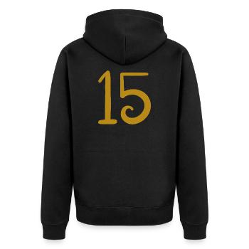 15 - Unisex Premium Bio Zip Hoodie - Schwarz - Hinten - Nico (187cm)