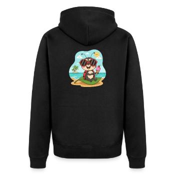 Strandkäfer mit Eis und Sonnenbrille - Unisex Premium Bio Zip Hoodie - Schwarz - Hinten - Nico (187cm)