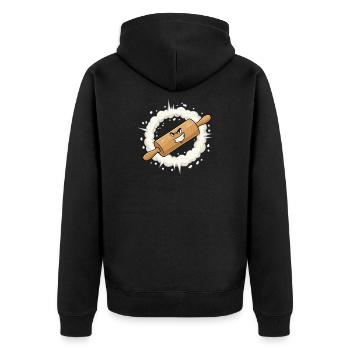 Angry Rolling Pin Cartoon - Unisex Premium Organic Zip Hoodie - black - Back - Nico (187cm)