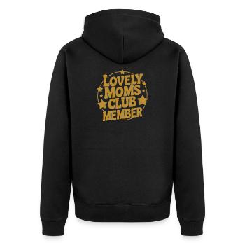 Lovely Moms Club Member - Unisex Premium Bio Zip Hoodie - Schwarz - Hinten - Nico (187cm)