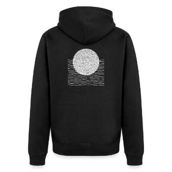 Monochrome Sun Over Waves - Unisex Premium Organic Zip Hoodie - black - Back - Nico (187cm)