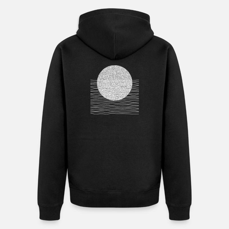 Soleil monochrome sur les vagues - Veste à capuche bio Premium Unisexe - noir