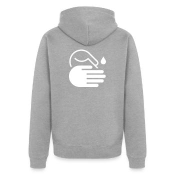 Icône Laver les Mains - Veste à capuche bio Premium Unisexe - gris chiné - Dos - Nico (187cm)