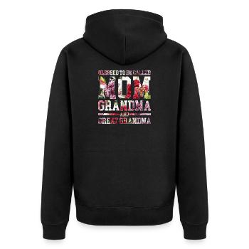 Floral MOM Grandma Design Great Grandma - Unisex Premium Organic Zip Hoodie - black - Back - Nico (187cm)