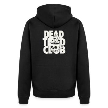 Dead Tired Horror Club Coffee Quote - Unisex Premium Bio Zip Hoodie - Schwarz - Hinten - Nico (187cm)