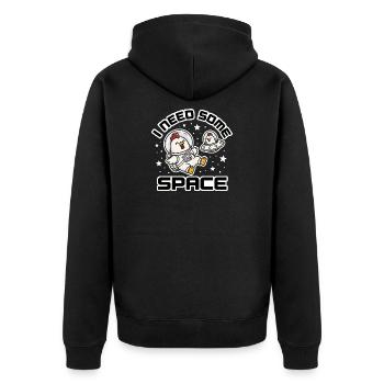I Need Some Space  - Weltraum Chicken Astronaut - Unisex Premium Bio Zip Hoodie - Schwarz - Hinten - Nico (187cm)