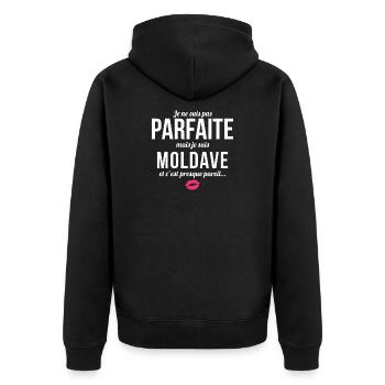 Je Ne Suis Pas Parfaite Mais Je Suis Moldave Et... - Veste à capuche bio Premium Unisexe - noir - Dos - Nico (187cm)