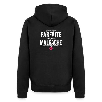 Je Ne Suis Pas Parfaite Mais Je Suis Malgache E... - Veste à capuche bio Premium Unisexe - noir - Dos - Nico (187cm)