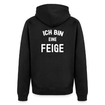 ICH BIN EINE FEIGE Karneval Kostüm Figs Feigen - Unisex Premium Bio Zip Hoodie - Schwarz - Hinten - Nico (187cm)
